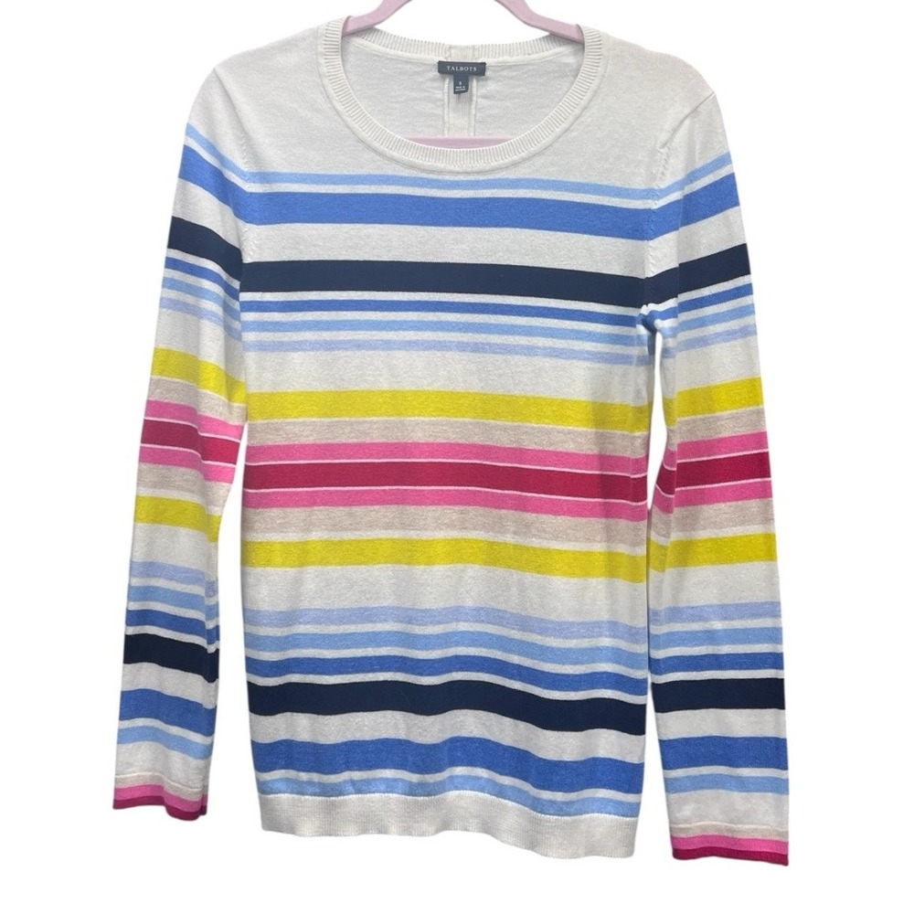 Talbots Colorful Sweater Button Details Down Back Size Small‎